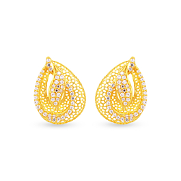 Delicate Floral Meshknot Gold Earrings