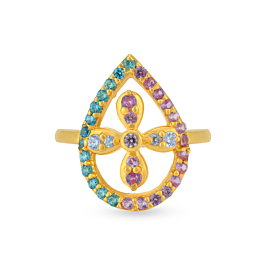 Captivating Floral Pear Drop Gold Rings