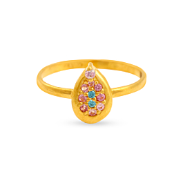 Chic Pink Stone Pear Shape Gold Ring