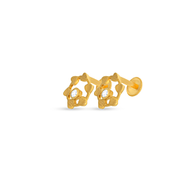 Tantalizing Hexa Heart Gold Earrings