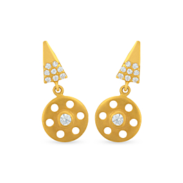 Modern Triangular Wheely Gold Earrings