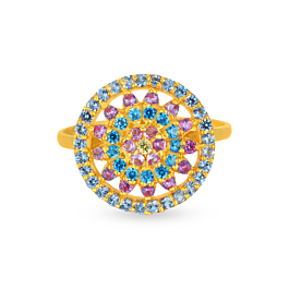 Exuberant Multicolored Floral Gold Rings