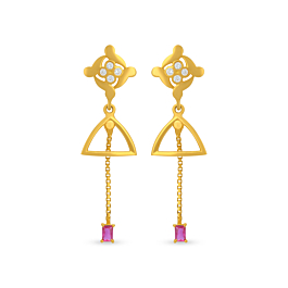 Imperial Triangular Twirl Drop Gold Earrings