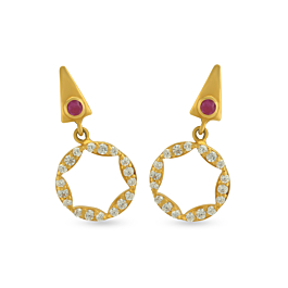 Vibrant Hexagonal Stone Studded Gold Earrings