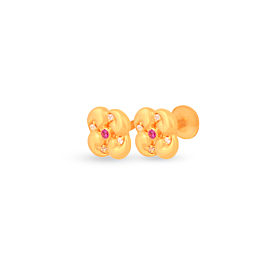 Charming Wavy Floral Gold Earrings