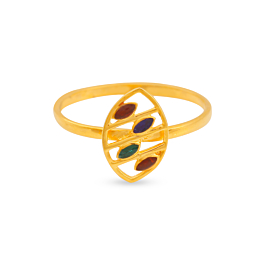 Gorgeous MultiColor Elliptical Gold Ring