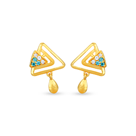 Beautiful Colour Stone Triangle Gold Earrings