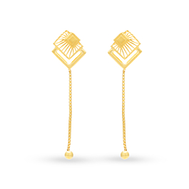 Single Bead Chain Drops Gold Earrings