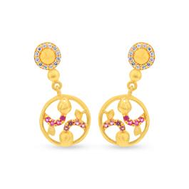 Lovely Pink Chakra Drops Gold Earrings