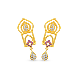 Lavish Oriental Arch Style Gold Earrings
