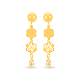 Lovely Dancing Beads Floral Gold Earrings