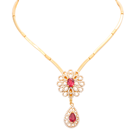 Stunning Pink Stone Shiny Gold Necklaces