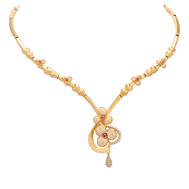 Sweet Symphony Hearts & Floral Sparkle Gold Necklace