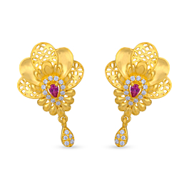 Royal Tulip Floral Gold Earrings