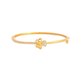 Charismatic Tri Petal Floral Gold Bracelet