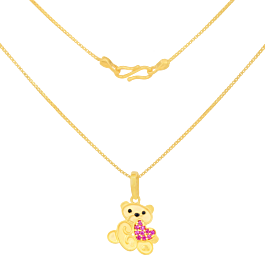 Adorable Cute Teddy Heart Gold Necklaces