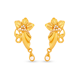 Dashing Floral Leaf Gold Earrings
