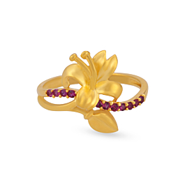Pretty Color stone Floral Gold Rings
