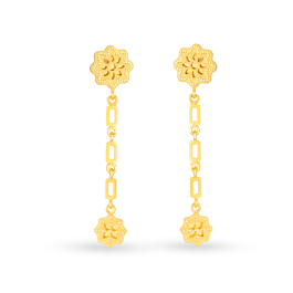 Appealing Sunflower Pattern Gold Earrings