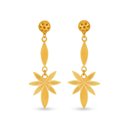 Pretty Hanging Floral Gold Earrings