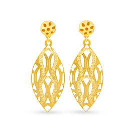 Striking Elliptical floral Gold Earrings