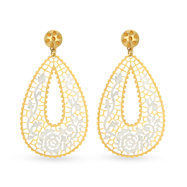 Gorgeous Floral Pattern Hanging Gold Earrings