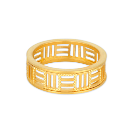 Contemporary Egyptian Pattern Gold Rings 