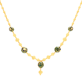 Classic Semi Enamel Coated Beaded Gold Necklaces