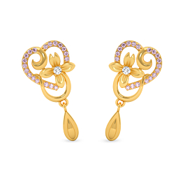 Gleaming Floral Gold Earrings