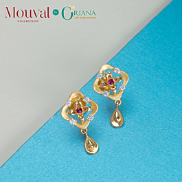 Stylish Cubic with Floral Gold Earrings
