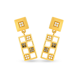 Stellar Dual Stone Square Gold Earrings
