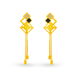 Gleaming Cube Design Gold Earrings