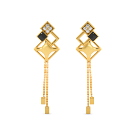 Gleaming Cube Design Gold Earrings