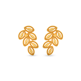 Charming Leaf Drop Gold Earrings