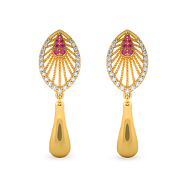 Attractive Pink Stone Gold Earrings