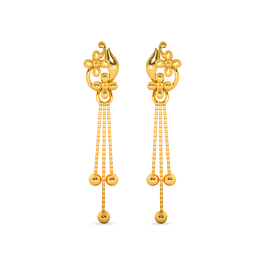 Attractive Rhodium Polish Floral Gold Earrings