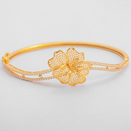 Spectacular Gardenia Perforated Floral Gold Bracelets