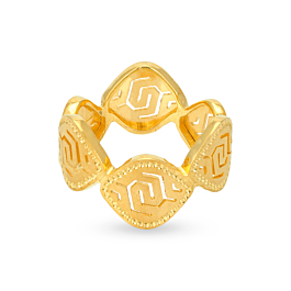 Glorious Hexagonal Pattern Gold Rings