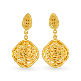 Sun Touch Hanging Gold Earrings