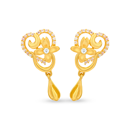 Pretty Four Petal Floret Gold Earrings