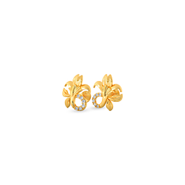 Alluring Floret Glint Stone Gold Earrings