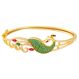 Alluring Fern Green Peacock Gold Bracelets