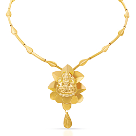Goddess Lakshmi with Floral Gold Necklace