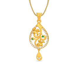 Bewitching Twin Floret Gold Pendants