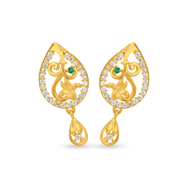 Enthralling Shimmering Stone Gold Earrings
