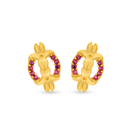 Flashy Red Stone Gold Earrings