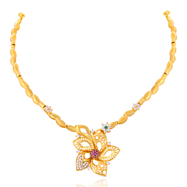 Mesmerizing Fancy Floral Gold Necklace
