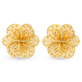 Attractive Pretty Single Floral Gold Earrings