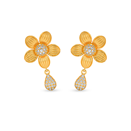 Modish Floral Studded Gold Earrings