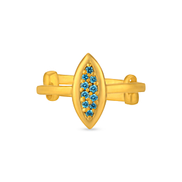 Shimmering Blue Stone Adjustable Gold Ring - Trinka Collection